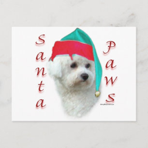 Bichon Frise Santa Paws Holiday Postcard