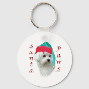 Bichon Frise Santa Paws Key Ring
