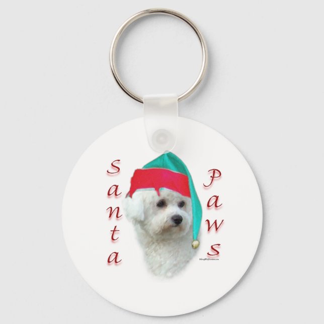 Bichon Frise Santa Paws Key Ring (Front)