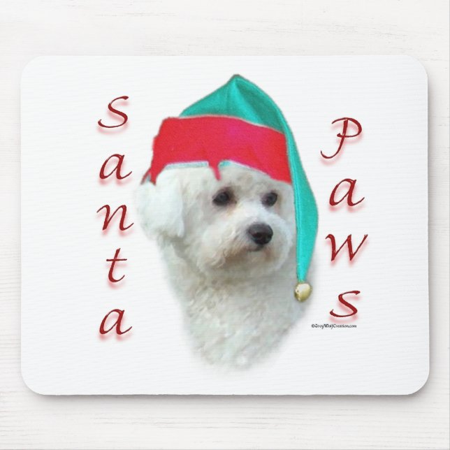Bichon Frise Santa Paws Mouse Mat (Front)
