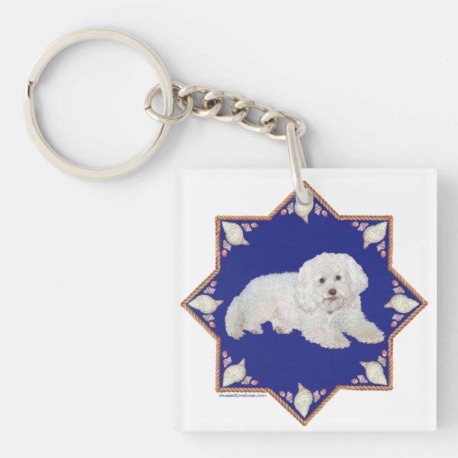 Bichon Frise Seashells Key Ring (Front)