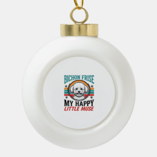 Bichon Frise Shirt Vintage Spirit Dog Art_1 Ceramic Ball Christmas Ornament