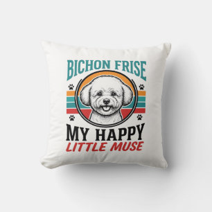Bichon Frise Shirt Vintage Spirit Dog Art_1 Cushion
