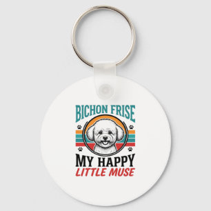Bichon Frise Shirt Vintage Spirit Dog Art_1 Key Ring