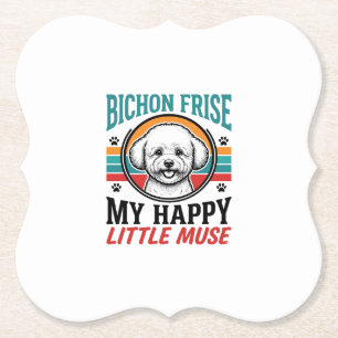 Bichon Frise Shirt Vintage Spirit Dog Art_1 Paper Coaster