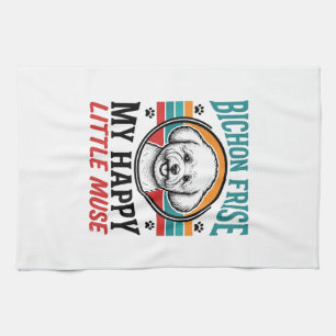 Bichon Frise Shirt Vintage Spirit Dog Art_1 Tea Towel