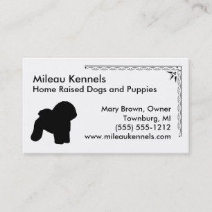 Bichon Frise Silhouette Black and White Business Card