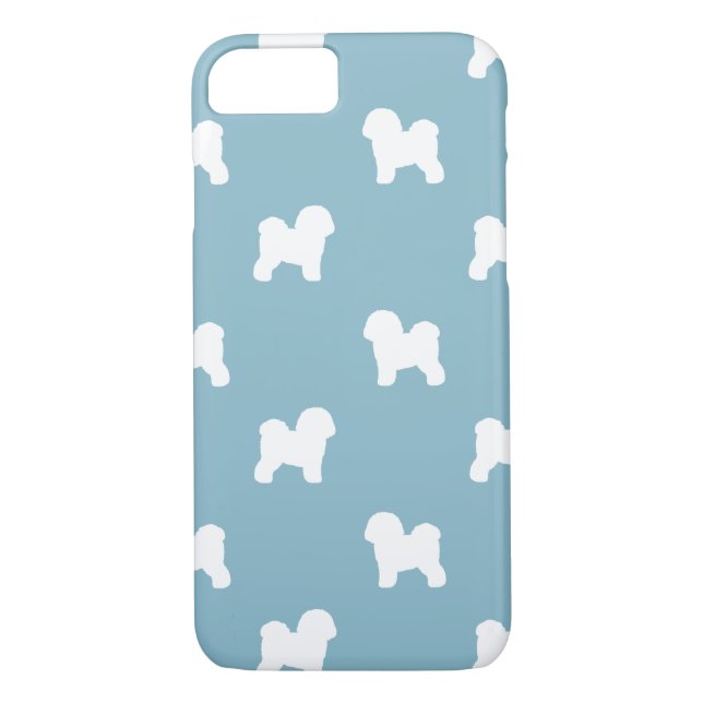 Bichon Frise Silhouettes Pattern Blue Case-Mate iPhone Case (Back)