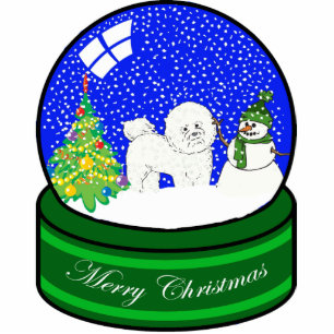 bichon frise snow globe photo sculpture decoration