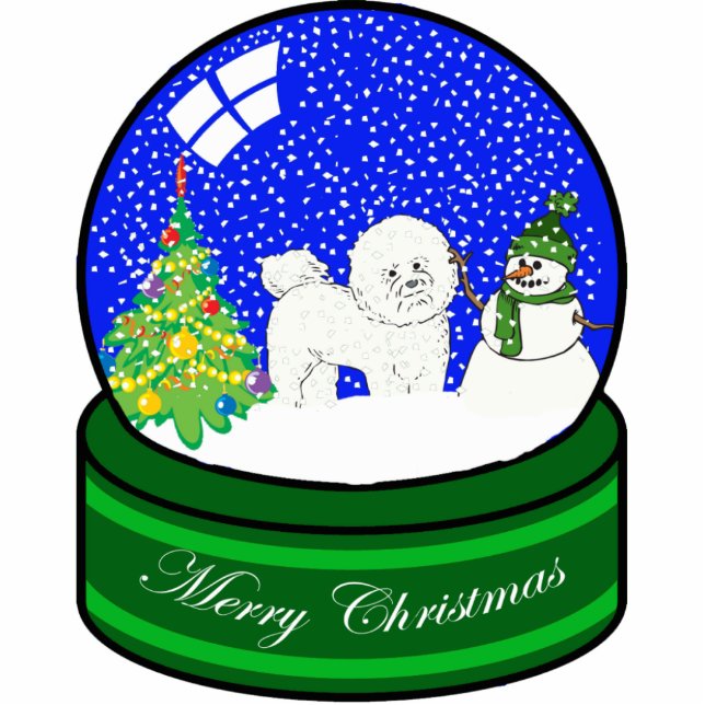 bichon frise snow globe photo sculpture decoration (Front)