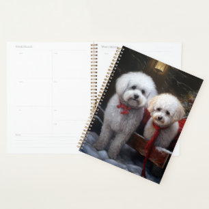Bichon Frise Snowy Sleigh Christmas Decor Planner