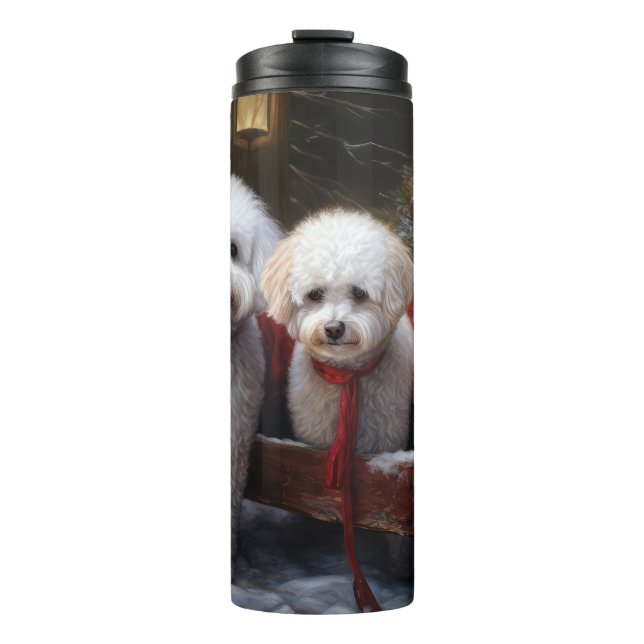 Bichon Frise Snowy Sleigh Christmas Decor Thermal Tumbler (Front)