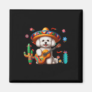 Bichon Frise Sombrero Mexican Guitar Cinco De Mayo Magnet
