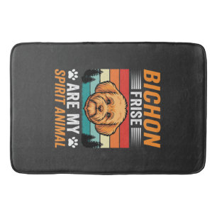 Bichon Frise Spirit Animal Retro Dog Bath Mat