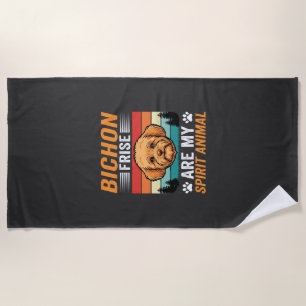 Bichon Frise Spirit Animal Retro Dog Beach Towel