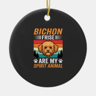 Bichon Frise Spirit Animal Retro Dog Ceramic Tree Decoration