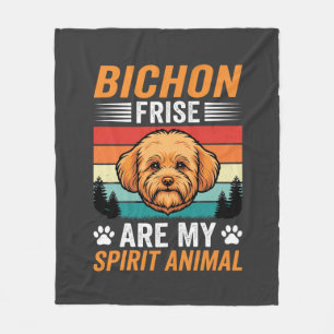Bichon Frise Spirit Animal Retro Dog Fleece Blanket
