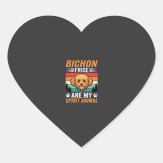 Bichon Frise Spirit Animal Retro Dog Heart Sticker