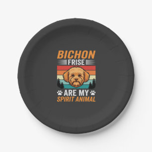 Bichon Frise Spirit Animal Retro Dog Paper Plate