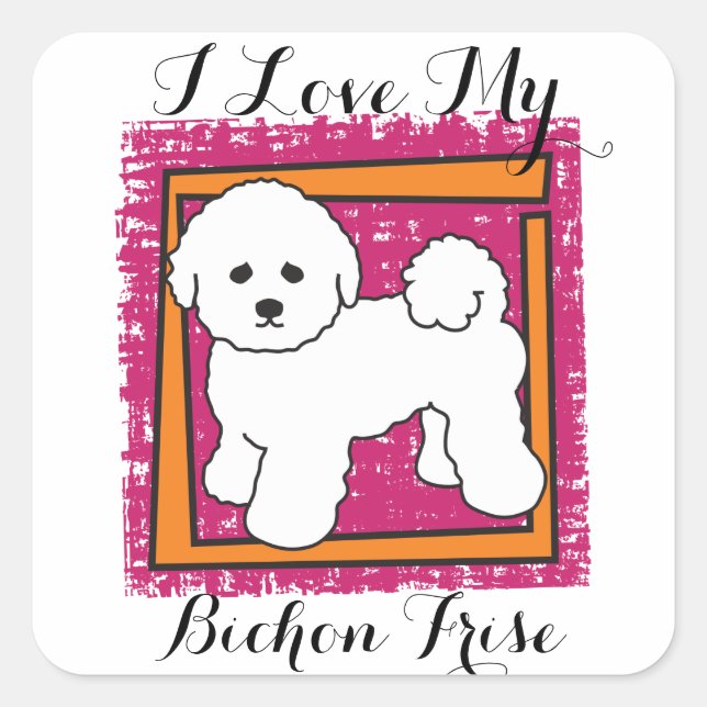 BICHON FRISE SQUARE STICKER (Front)