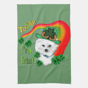 Bichon Frise St Patricks Tea Towel