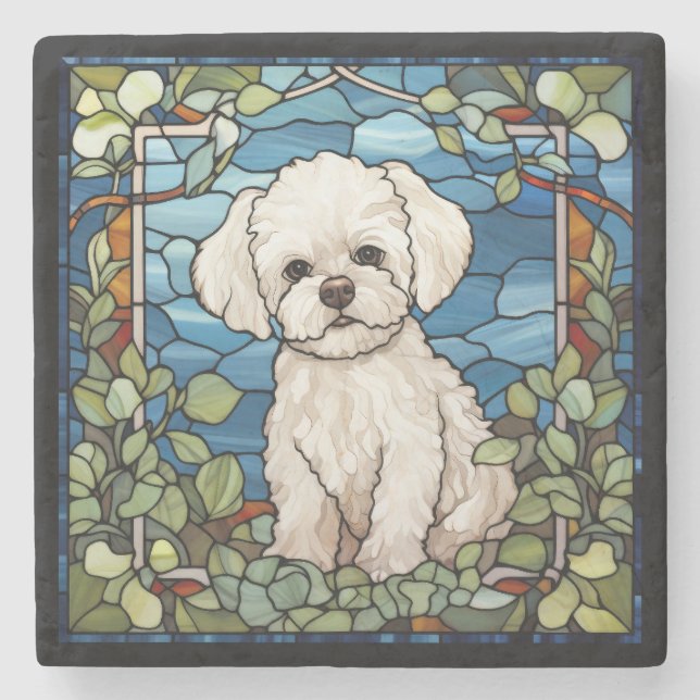 Bichon Frise Stone Coaster (Front)