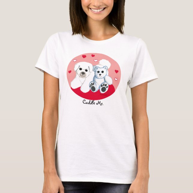 Bichon Frise & Teddy Bear Hearts T-Shirt (Front)