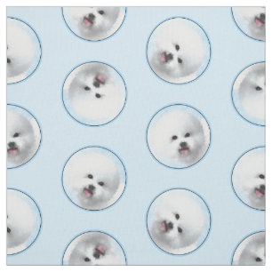 Bichon Frise Tenerife Painting White Cute Dog Art Fabric
