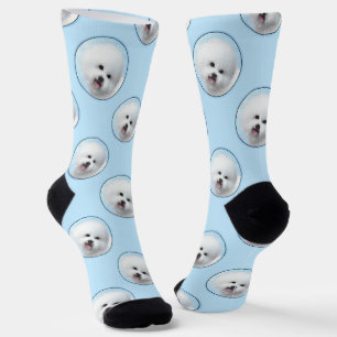 Bichon Frise Tenerife Painting White Cute Dog Art Socks