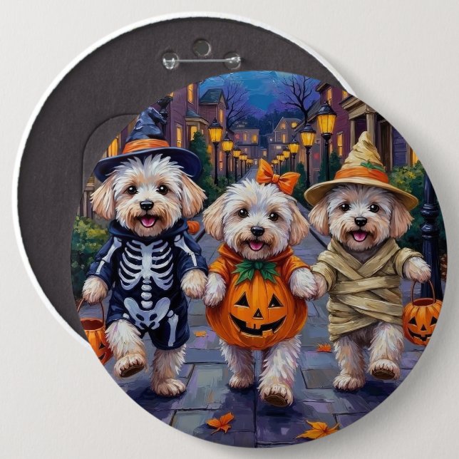 Bichon Frise Trick-or-Treating Halloween Costumes 6 Cm Round Badge (Front & Back)