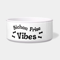 Bichon Frise Vibes Ceramic Dog Bowl