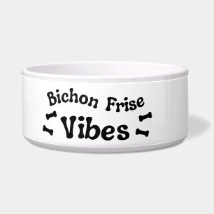 Bichon Frise Vibes Ceramic Dog Bowl