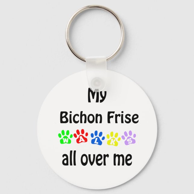 Bichon Frise Walks Design Key Ring (Front)