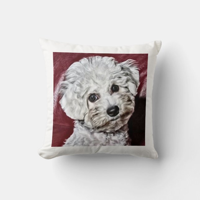 Bichon Frise Watercolor Cushion (Front)