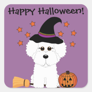 Bichon Frise Witch Customisable Halloween Stickers