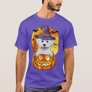 Bichon Frise Witch Pumpkin Halloween Dog Lover Fun T-Shirt