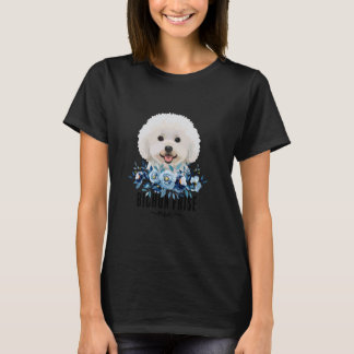 Bichon Frise with Flowers Dog Mum Cute Pet Owner L T-Shirt