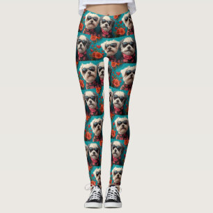 Bichon Frise With Heart Roses Valentine's Day Leggings