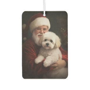 Bichon Frise with Santa Claus Festive Christmas  Car Air Freshener