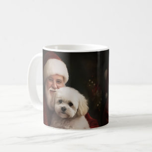 Bichon Frise with Santa Claus Festive Christmas  Coffee Mug