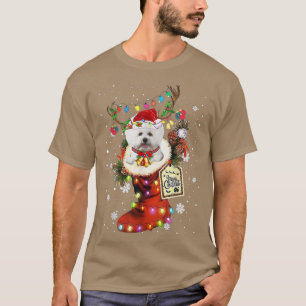 Bichon Frise Xmas Boot Christmas Sock Winter Snow  T-Shirt