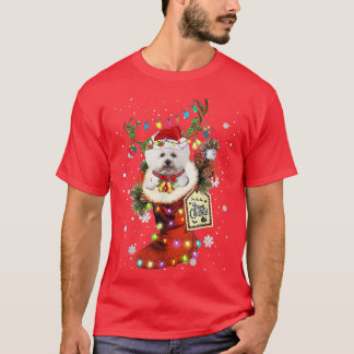 Bichon Frise Xmas Boot Christmas Sock Winter Snow  T-Shirt