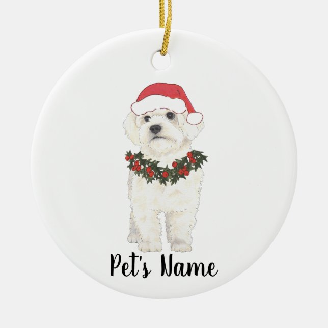 Bichon Havanese Maltese Ceramic Christmas Ceramic Tree Decoration (Front)