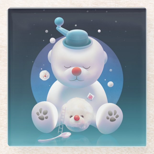 Bichon Ice Shaver Dreamland Glass Coaster (Front)