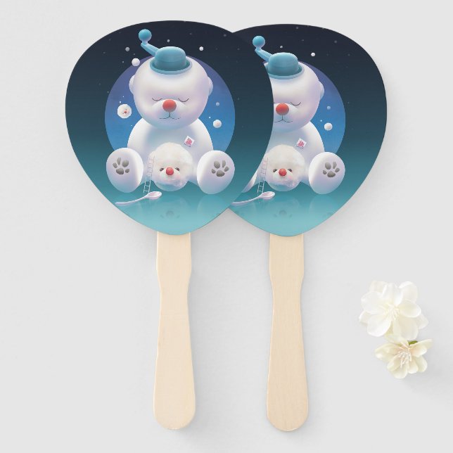 Bichon Ice Shaver Dreamland Hand Fan (Front and Back)