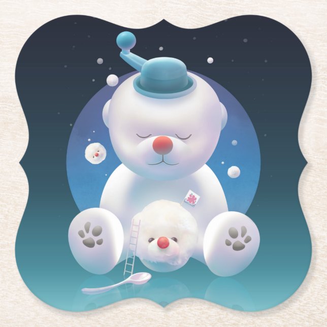 Bichon Ice Shaver Dreamland Paper Coaster (Front)