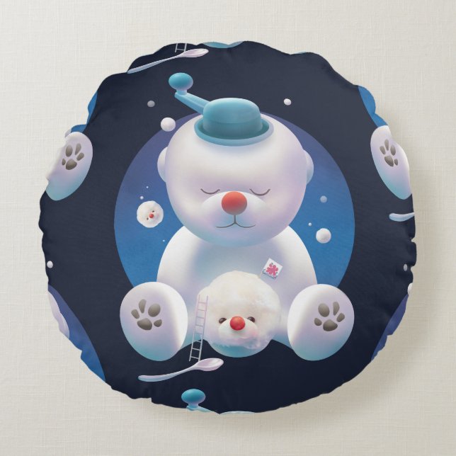 Bichon Ice Shaver Dreamland Round Cushion (Front)