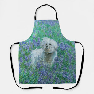 Bichon in Bluebonnets Apron