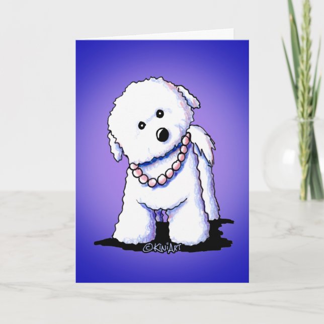 Bichon In Pearls Greeting Card (Front)