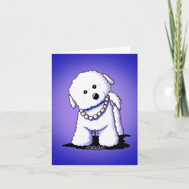 Bichon In Pearls Note Card (Front)